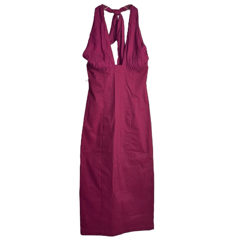 BHLDN Dark Purple Halter Midi Dress Size Small Wedding Guest or Special Occasion - Picture 2 of 11